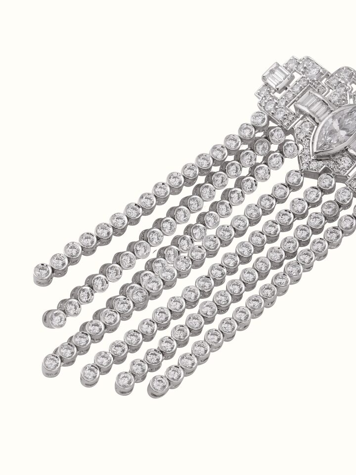 Front view of Silver Smithing Brooch Pin showing the complete piece and design, from a different angle