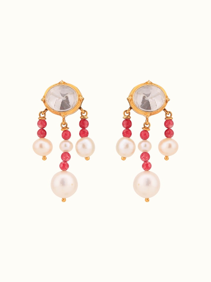Dank Polki Gold Drop Earrings