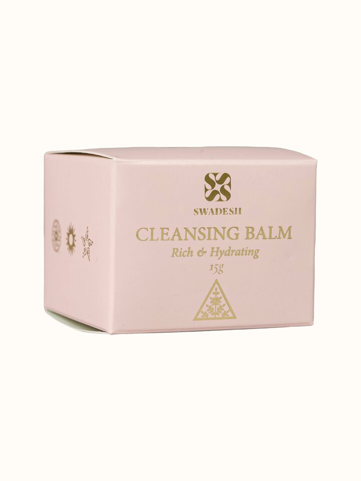 Close-up view of Cleansing Balm Rich & Hydrating highlighting the packaging label detail