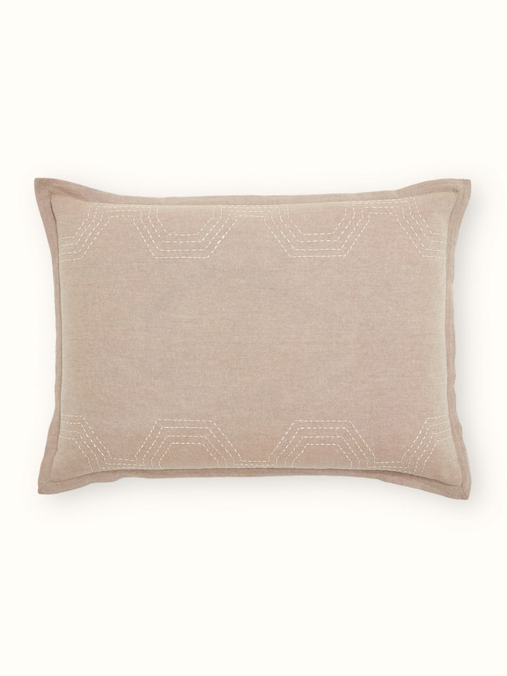 Kahani Brown Geomteric Cotton Kantha Embroidery Pillow Shams (2 Pcs)