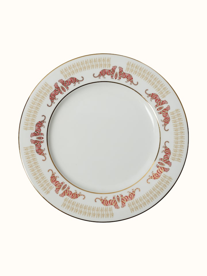 Front view of Ceramic Dinner Plates With Gold-Accents (2 Pcs) showing the front design and form