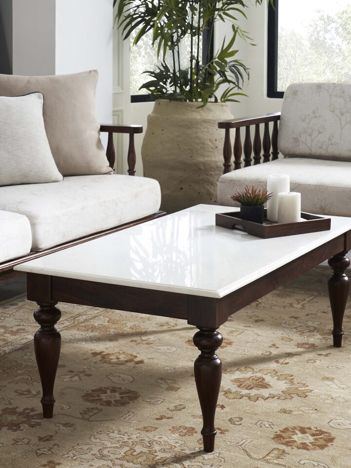Sheesham Wood & Marble Coffee Table