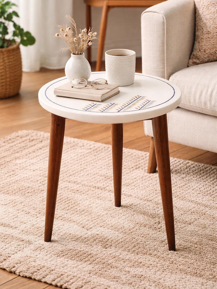 lifestyle view of pacchikari mango wood end and side table
