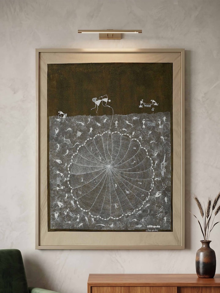 Side view of the Warli Fishing Painting