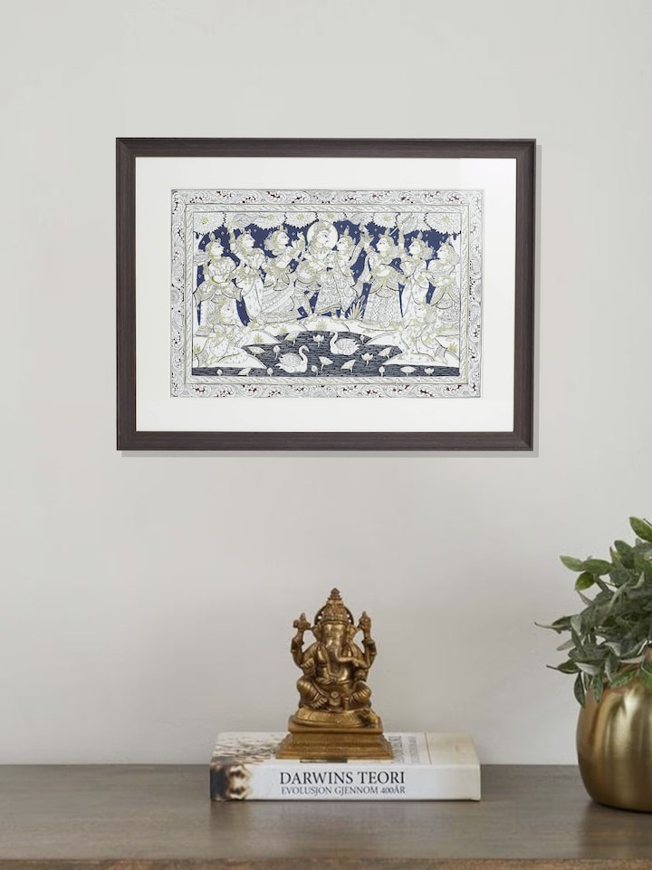 Alternate left-side view of the Radha Krishna Dancing Patachitra Painting