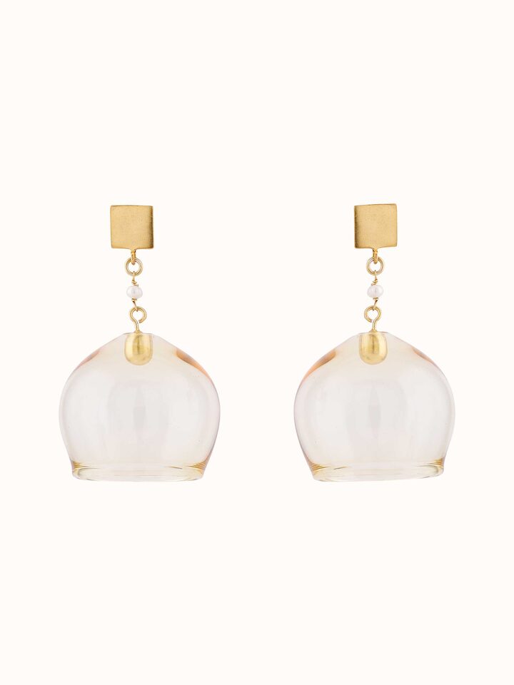 Silver Flame Glass Drop Earrings
