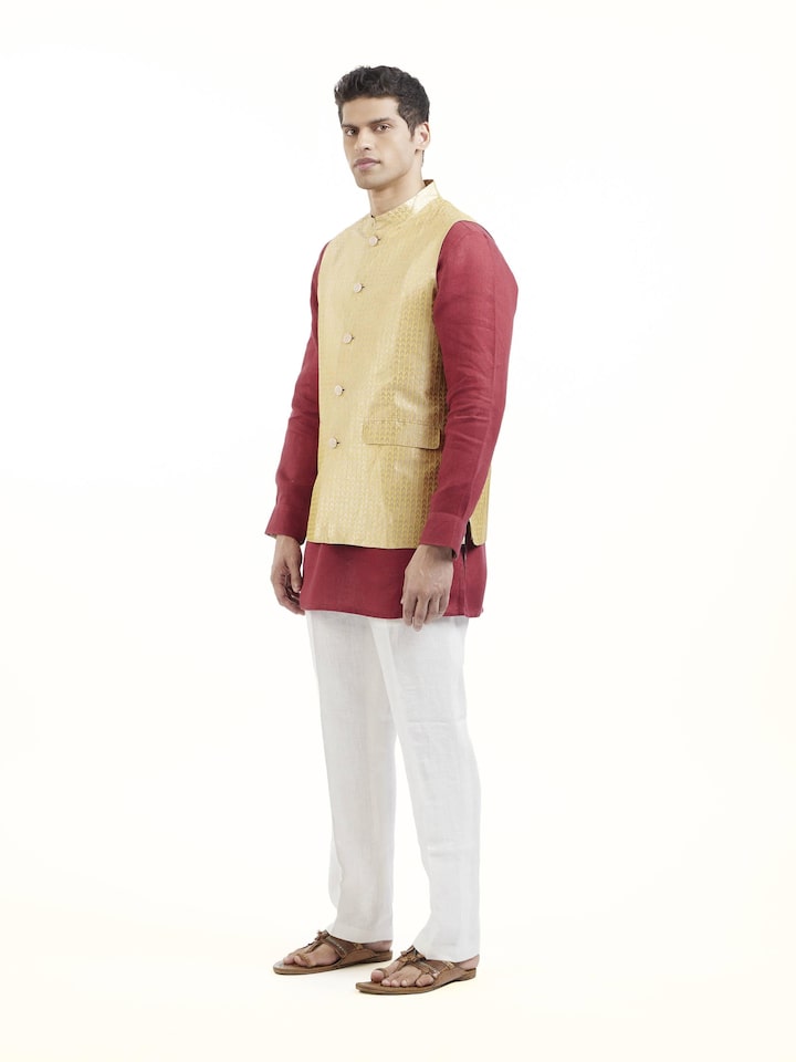 Yellow Banarasi Silk Jacket