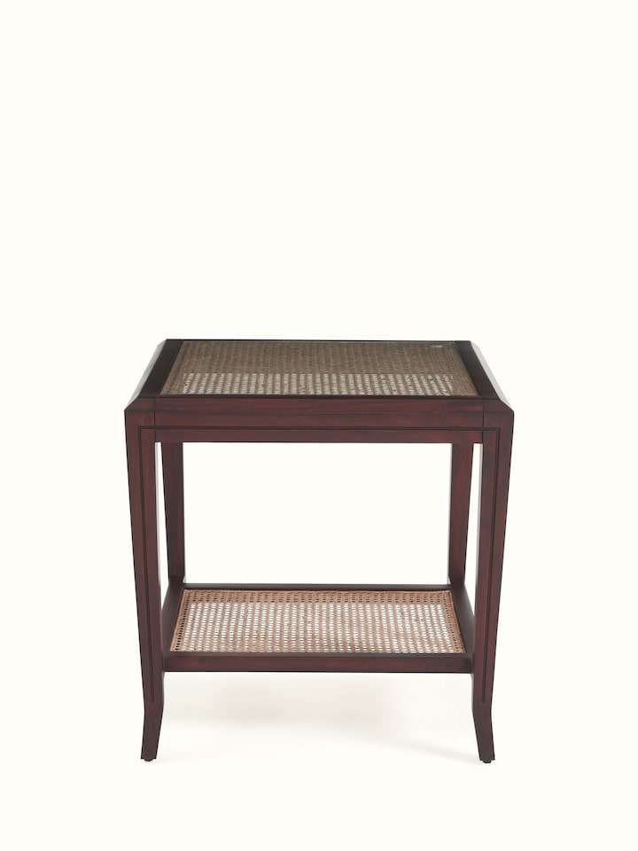 Front view of Mahogany Wood End & Side Table showing the front design and silhouette