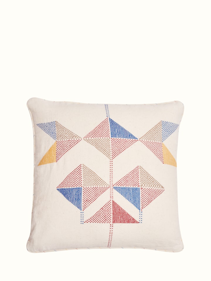 Uttarayan hand embroidery Kutch Jat cotton cushion cover – Swadesh