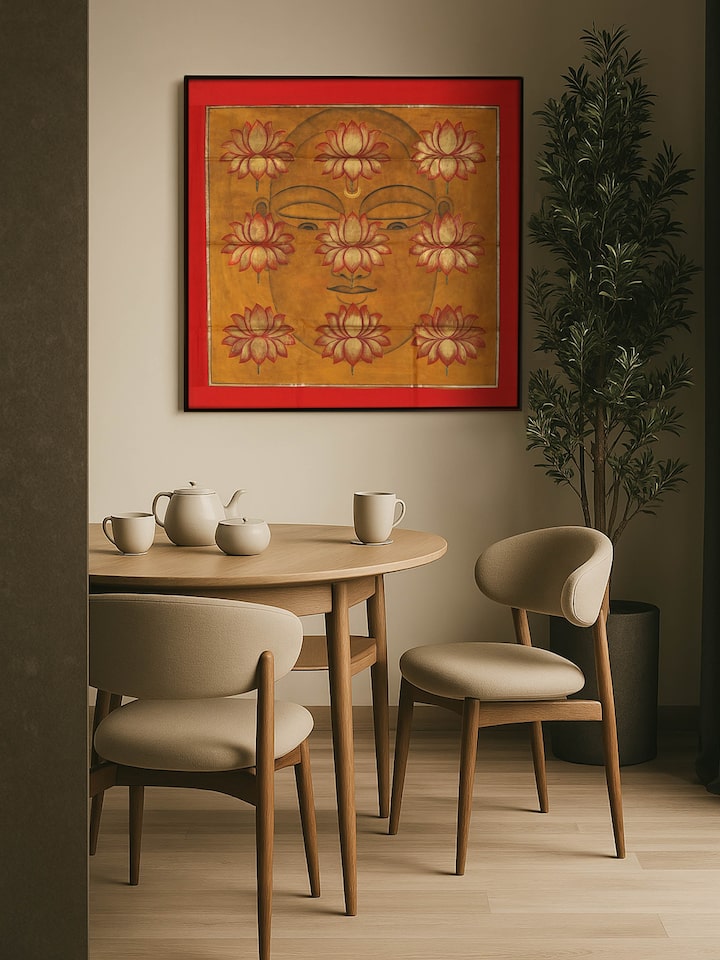 Left-side view of the Lotus Veil Enlightenment Pichwai Painting