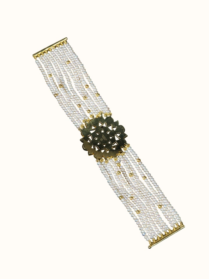 Back view of the Jadau Navaratna 18 Karat Gold Bracelet