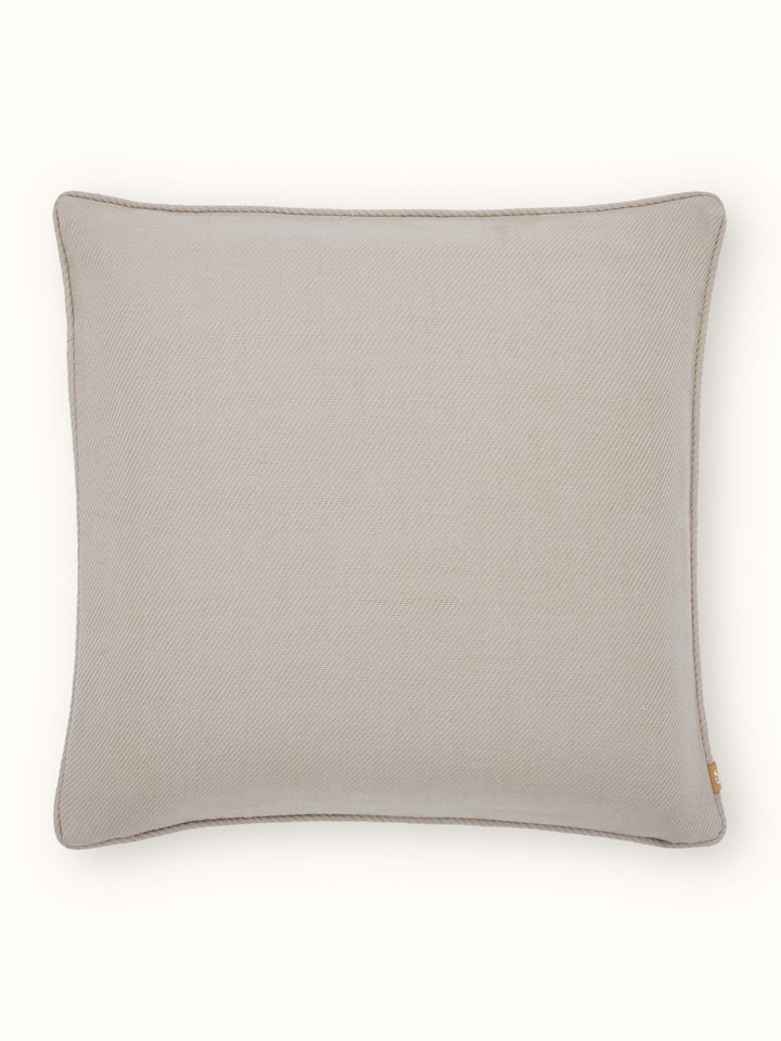 Godna Light Beige Twill Cotton Handwoven Pattu Cushion Cover