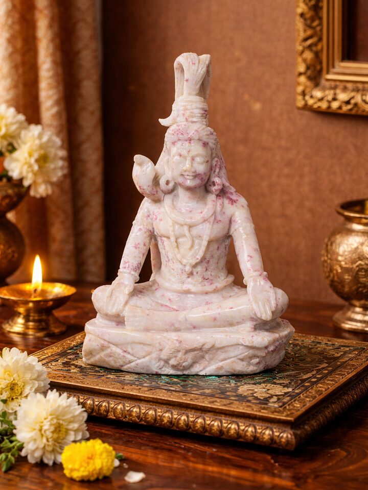 Left-side view of the Stone Carved Lord Shiva Idol