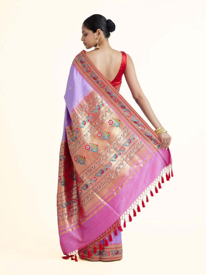 Back view of Babitha silk Paithani saree displaying full design
