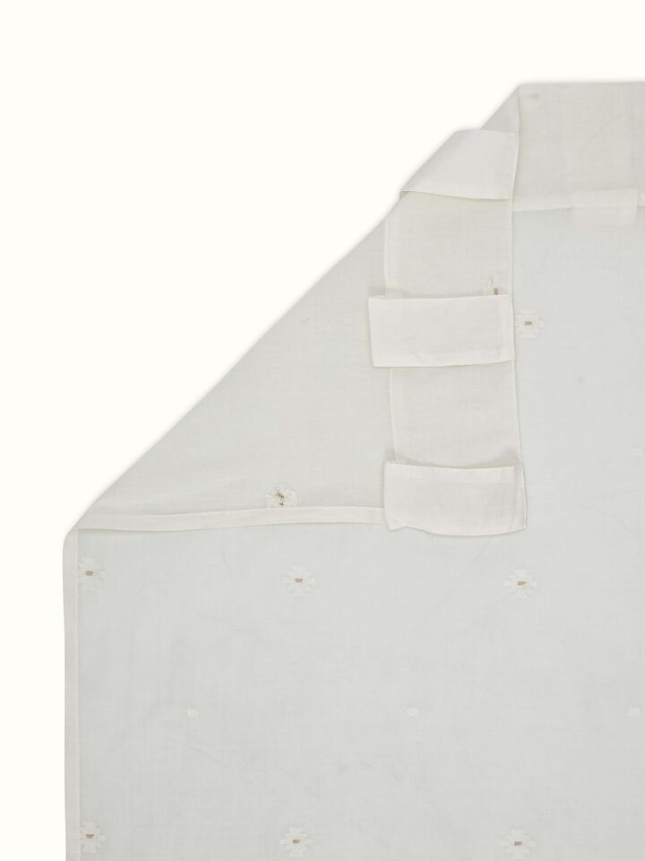 Kalpanama Ivory Zari Buti Cotton Handloom Curtain (9 Ft)