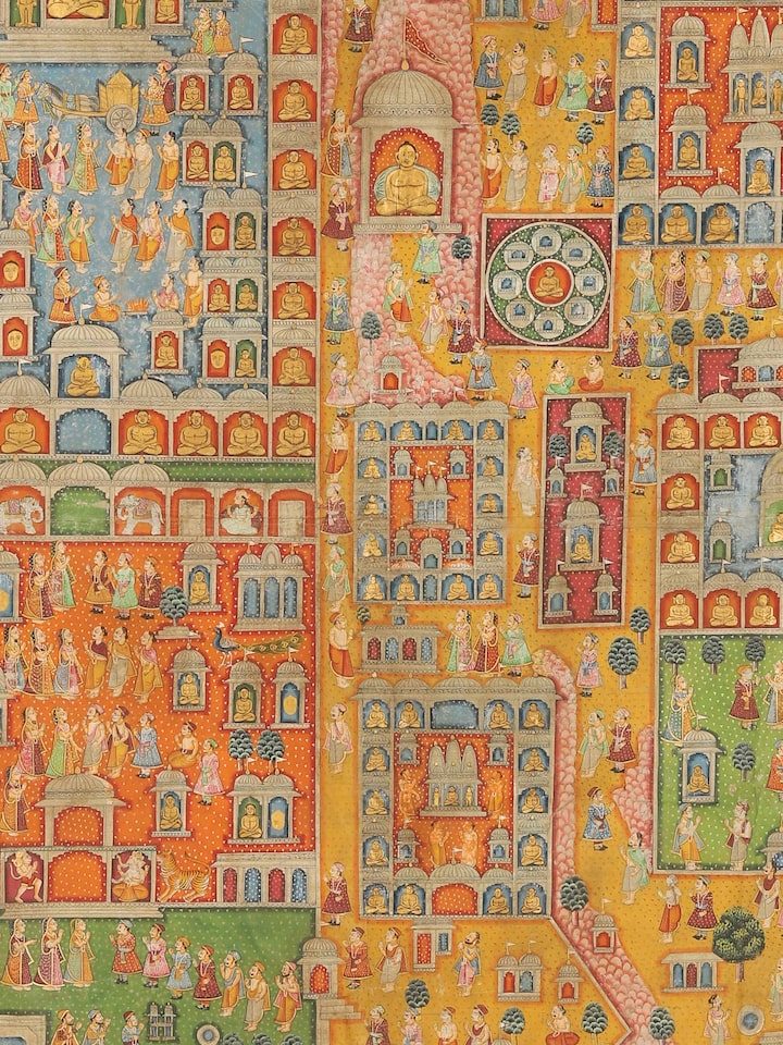 Detail view of the Satrunjay Pat Pichwai Painting