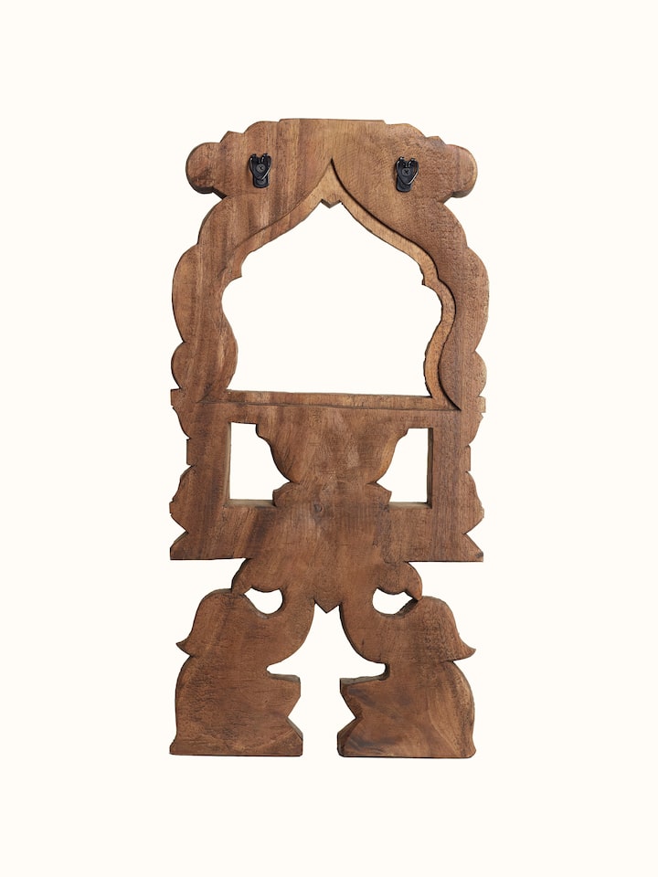 Side view of the Wood Carved Parrot Mirror Panel