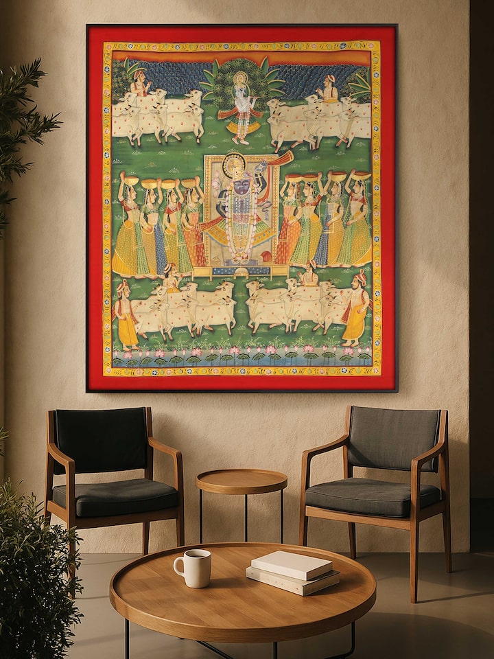 Left-side view of the Shrinathji Gopashtami Pichwai Painting