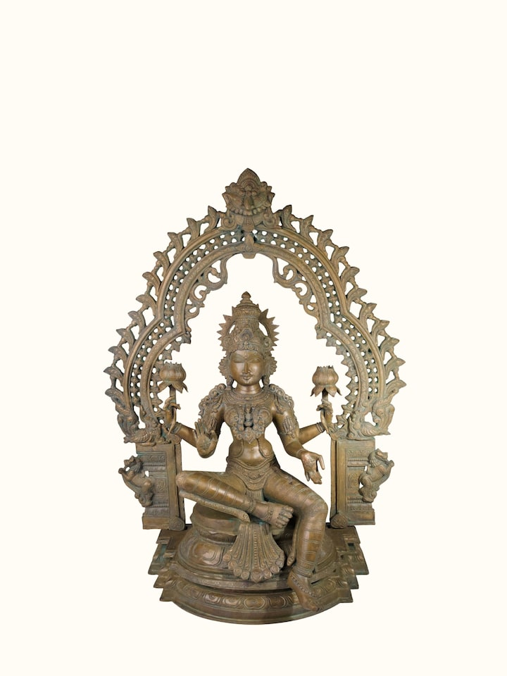Front view of the Bronze Cast Lakshmi Idol