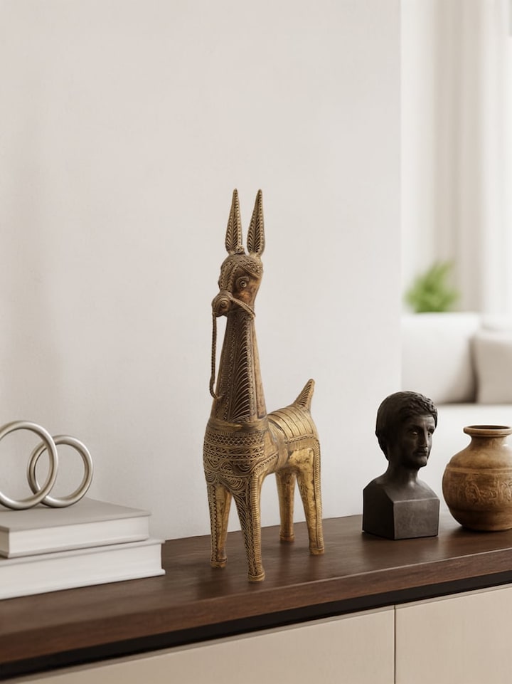 Lifestyle view of Ashvad Dhokra Brass Horse Idol