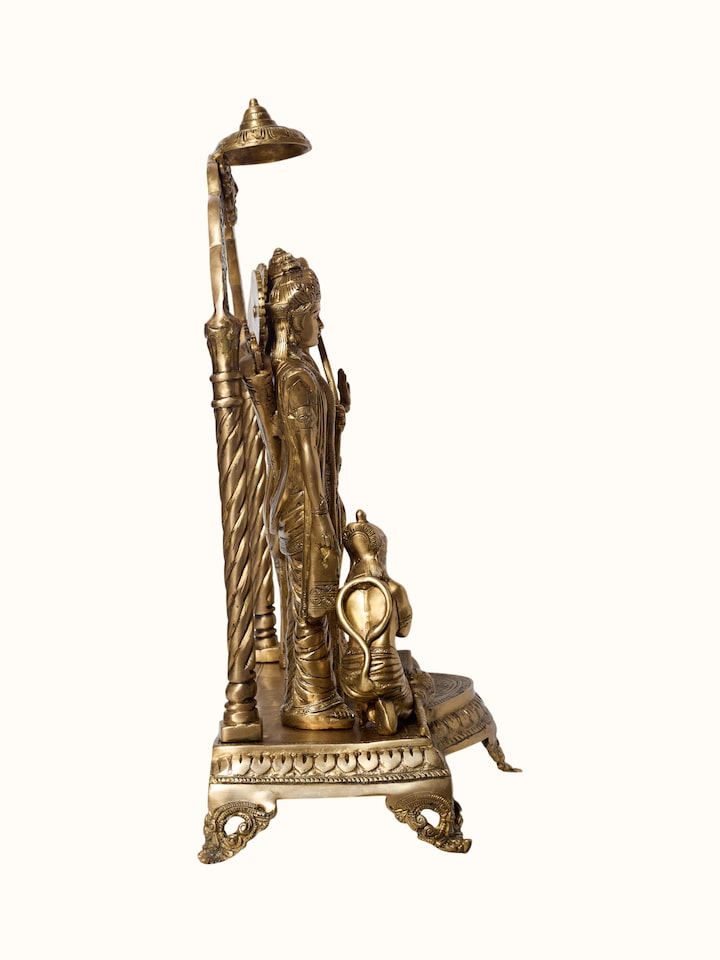 Detail view of the Brass Ram Darbar Standing Idol
