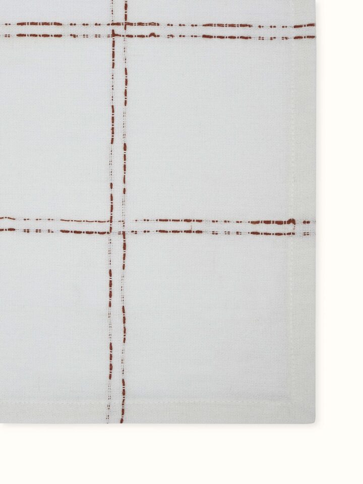 Vastav Rust Checks Cotton Handloom Dinner Napkins (6 Pcs)