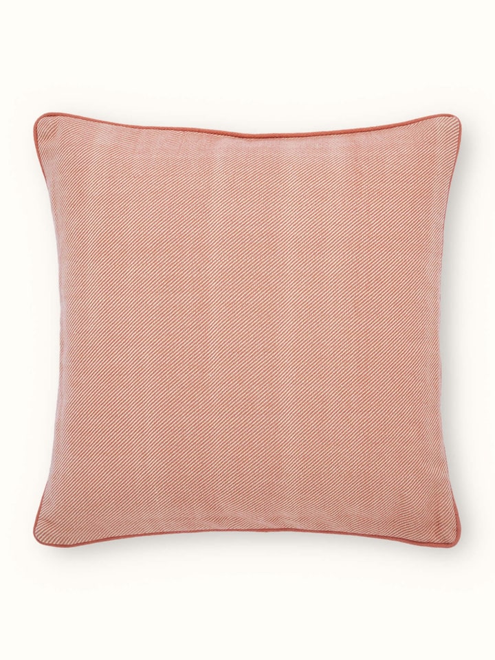 Godna Peach Twill Cotton Handwoven Pattu Cushion Cover