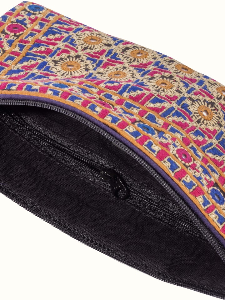 Close-up of Kutchi Embroidered Clutch Bag emphasizing the intricate detailing and quality