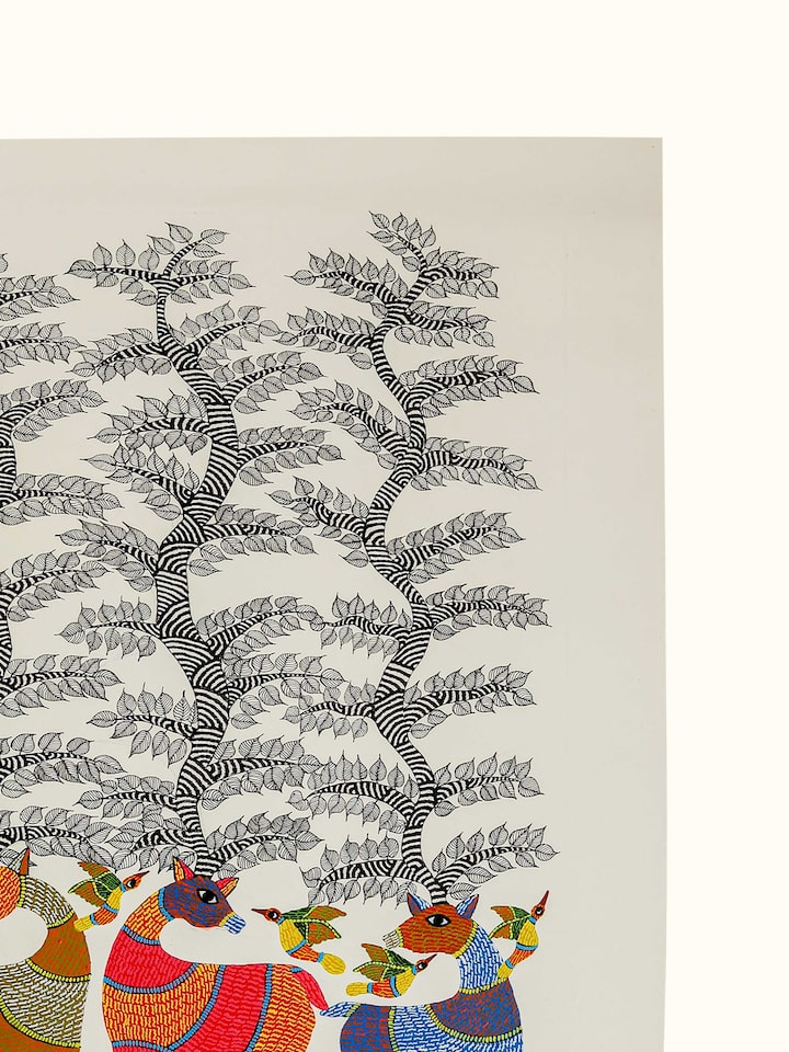 Rear detail view of the Antlers Of Eternity Gond Art