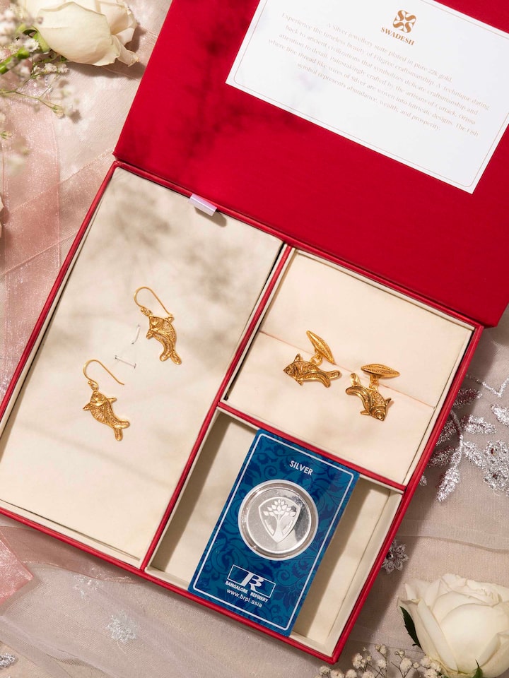 Lifestyle view of silver filigree silver his hers gift box