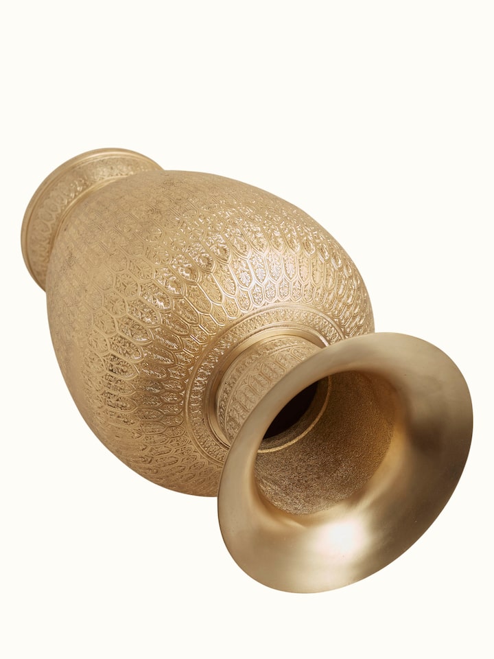 Angled view of Brassware Floor Vase