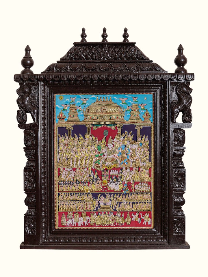 Front view of the Parvathi Kalyanam Thanjavur Painting