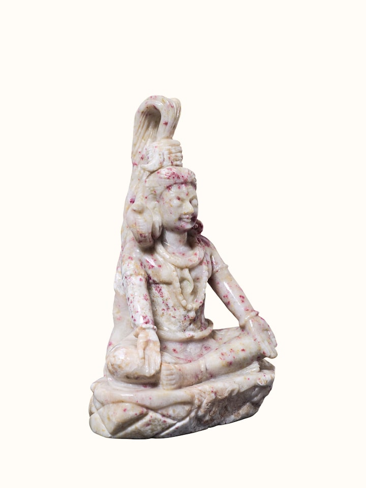 Angled view of the Stone Carved Lord Shiva Idol