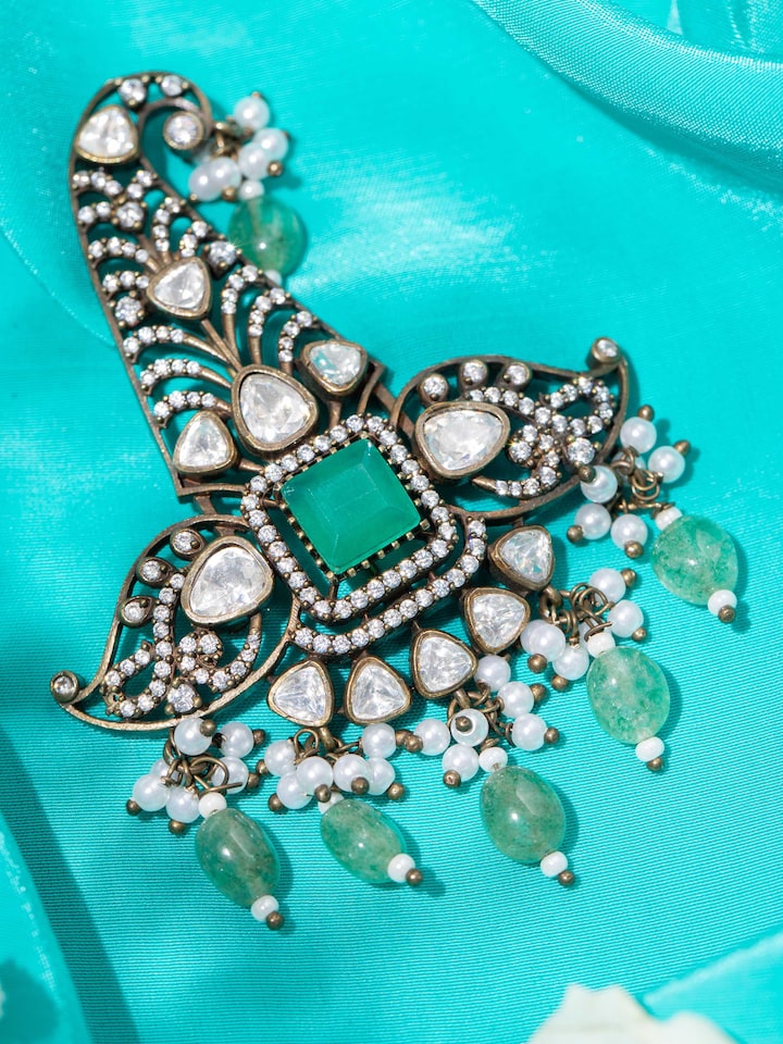 Detail view of Silver Smithing Brooch Pin highlighting the stone setting and metalwork detail