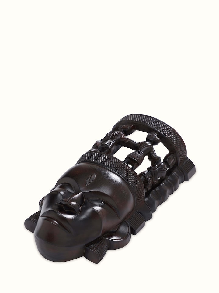 Angled view of Kushmandi Tribe Wall Mask