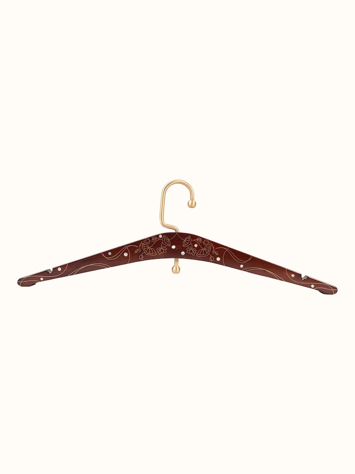 Front view of Kamal Tarkashi Teak Wood Hanger showing the front design and form