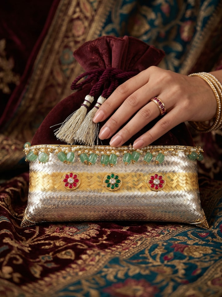 Silver Smithing Two-Tone Potli-Style Bag