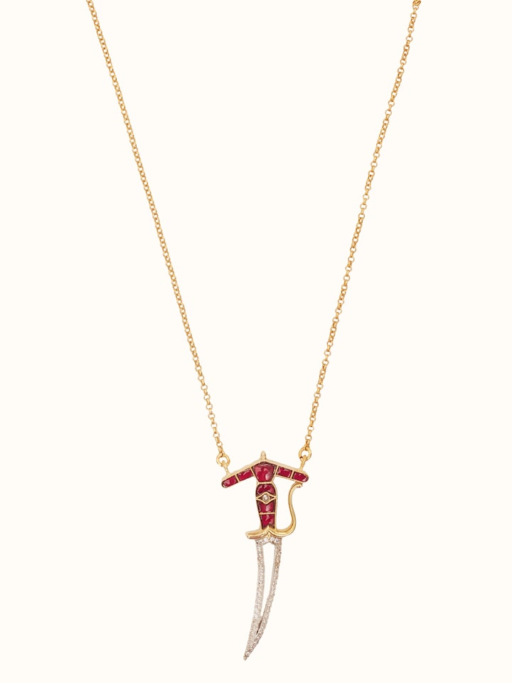 Detail shot of silver smithing pendant & chain