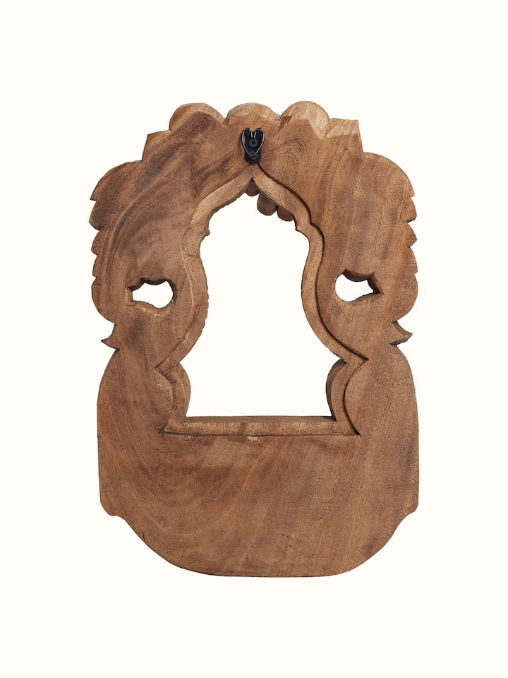Close up view of the Wood Carved Parrot Mirror Frame