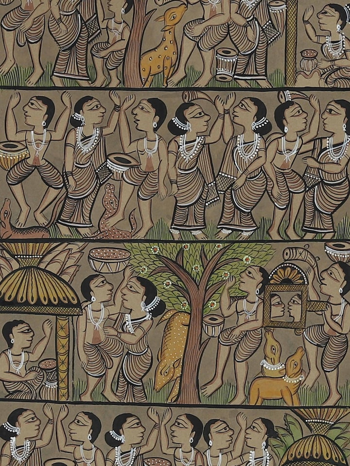 Detail shot of Bengal Tribe Kalighat Painting