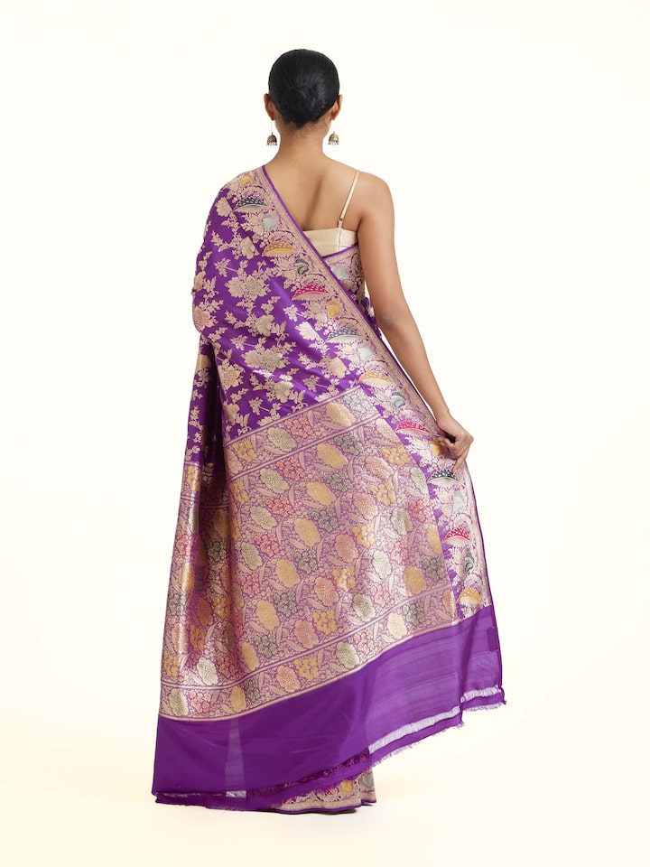 Purple Silk Banarasi Saree