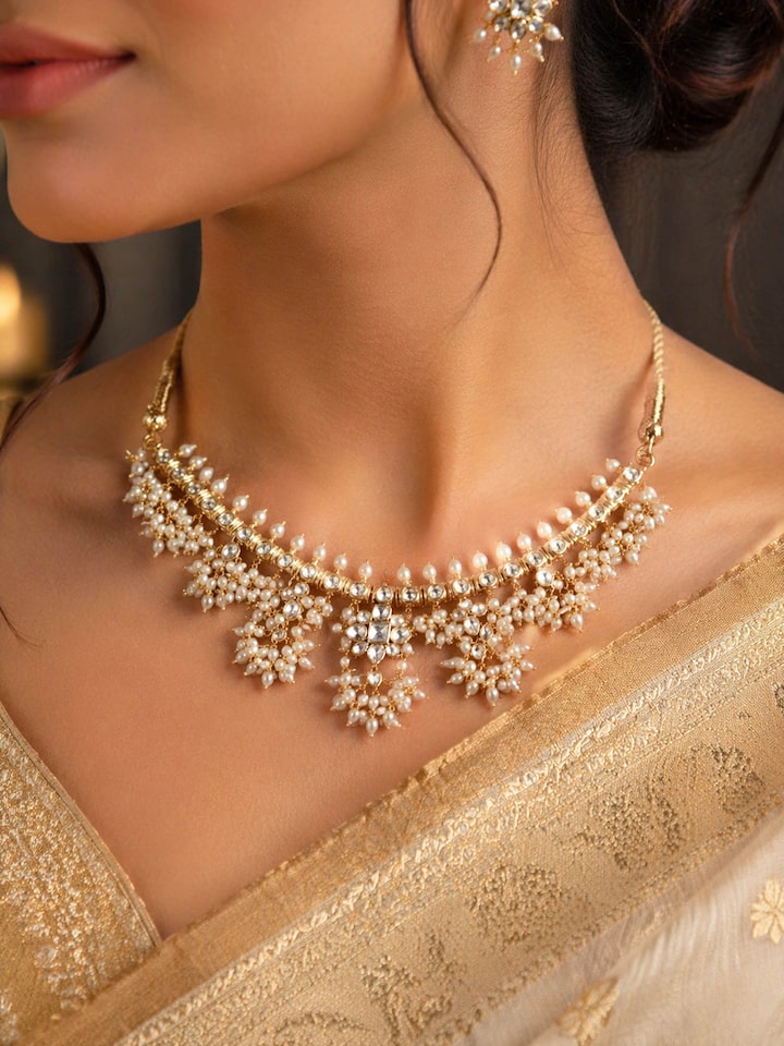 Lifestyle view of the Guttapusalu Silver Choker