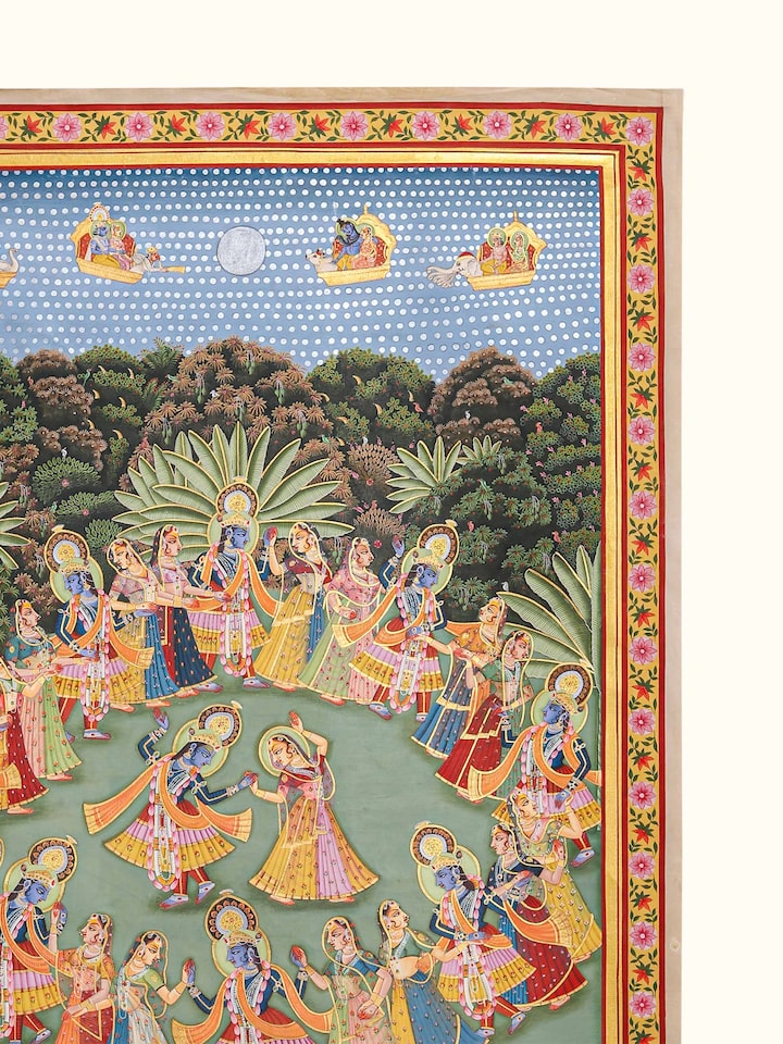 Detail view of the Raas Leela Pichwai Painting