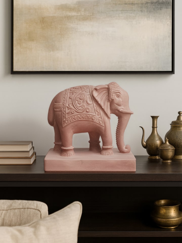 Lifestyle view of Hastin Carved Stone Gwalior Elephant Sculpture