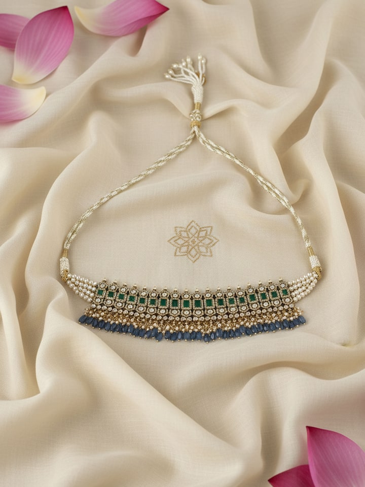 Lifestyle view of silver smithing choker