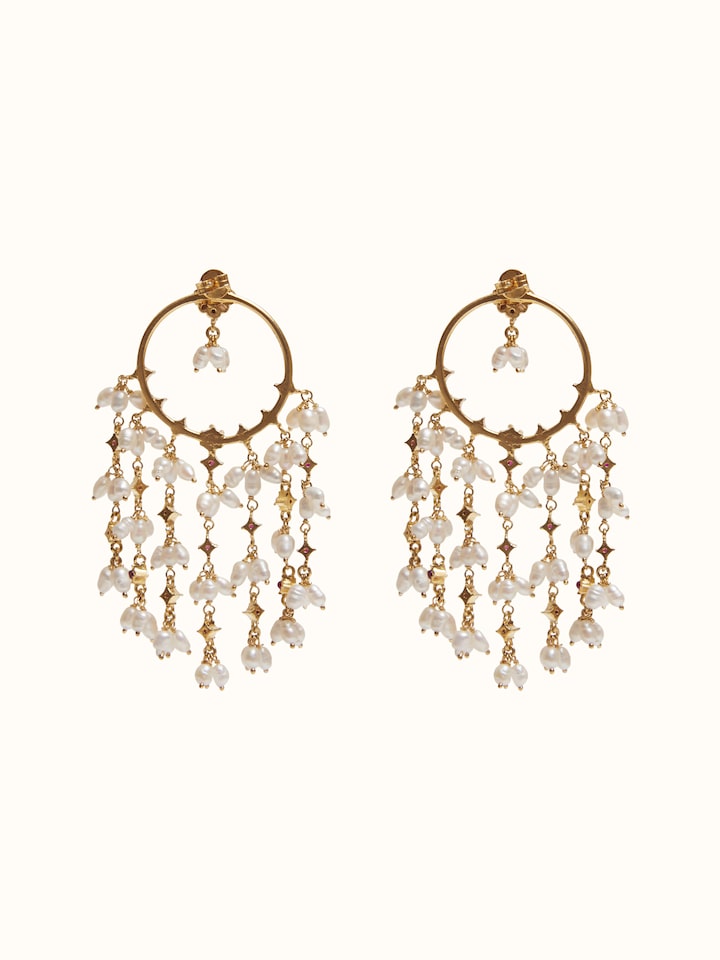 Back view of Guttapusalu Silver Drop Earrings showing the back and clasp detail