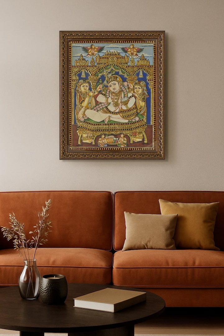 Side view of the Krishna Thanjavur Painting