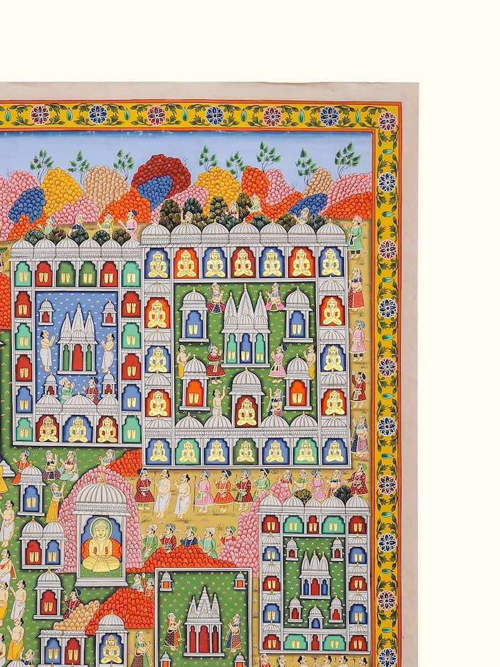 Detail view of the Palitana Pat Pichwai Painting