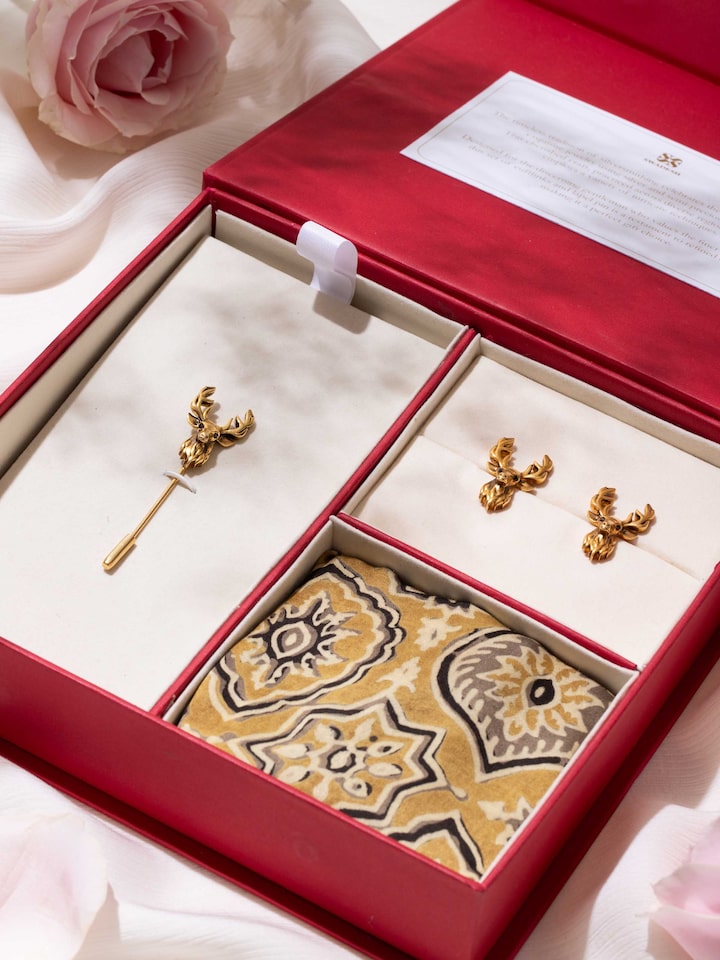 Styled detail view of Silver Smithing Silver Mens Gift Box displayed, shown in another styled shot