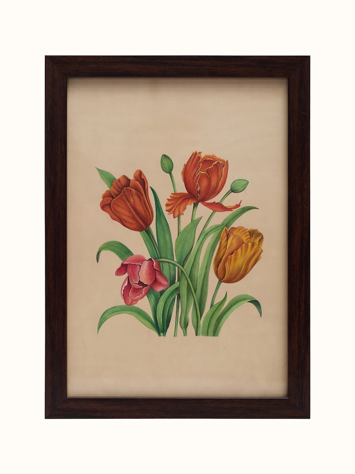Front view of the Tulips Miniature Painting